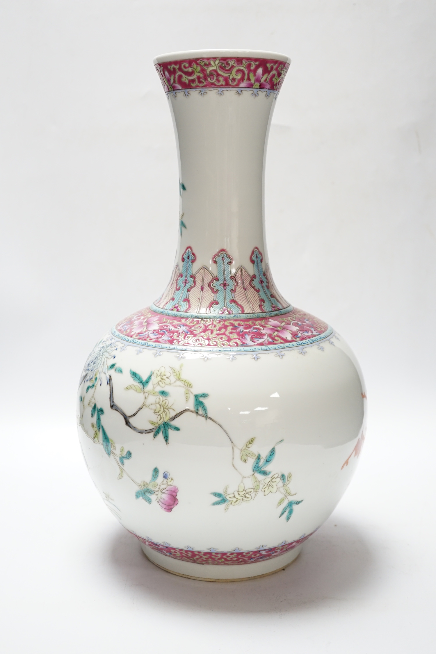 A Chinese famille rose bottle vase, 39cm